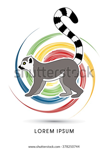 Lemur\
designed on spin wheel background graphic\
vector.