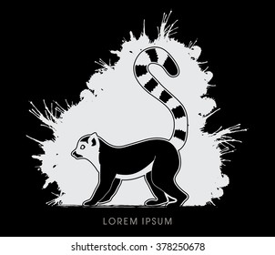 Lemur designed on splash brush background graphic vector.
