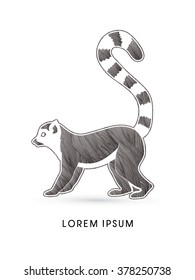 Lemur designed using line brush graphic vector.
