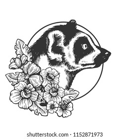 Lemur head animal engraving vector illustration. Scratch board style imitation. Black and white hand drawn image.