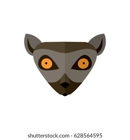 Lemur head icon isolated on white background vector illustration. Wild animal pictogram, zoo emblem in flat design