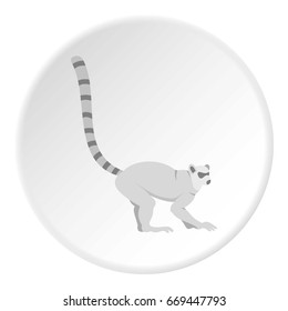 Lemur icon in flat circle isolated on white background vector illustration for web