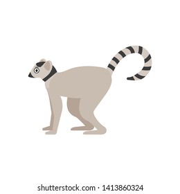 Lemur icon in flat style, african animal vector illustration