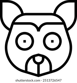Icono de lémur. Diseño de estilo lineal delgado aislado sobre fondo blanco