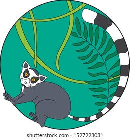 Lemur in jungle vector illustration. Creative lemur logo icon design. Lemur in jungle color isolated on white background. 