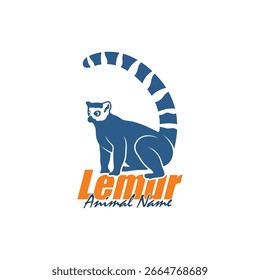 Vetor de design de logotipo de lêmure. Ilustração de modelo de lêmure de silhueta