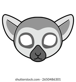 lemur mask party carnival celebration birthday flat color vector illustration template design