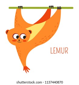 Lemur monkey cartoon vector South East Asia animal