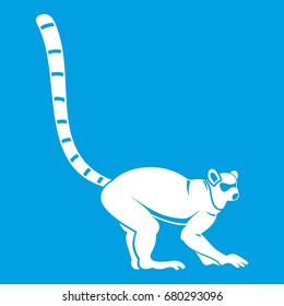 Lemur monkey icon white isolated on blue background vector illustration