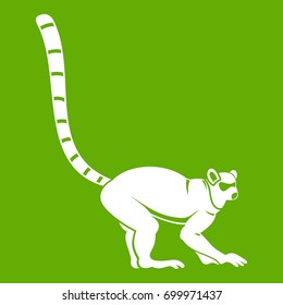Lemur monkey icon white isolated on green background. Vector illustration