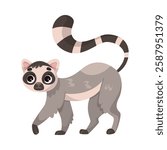 Lemur Monkey as Tropical Animal and Wild African Fauna Vector Illustration