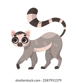 Lemur Monkey as Tropical Animal and Wild African Fauna Vector Illustration