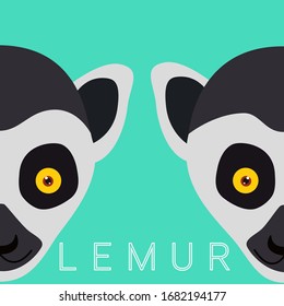 Lemur On A Blue Background, Vector Graphics