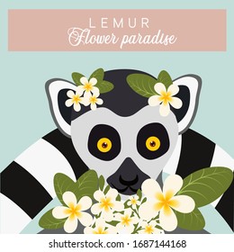 lemur con gráficos vectoriales de plumeria