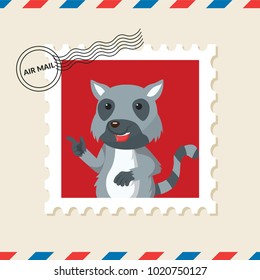 Lemur postage stamp on air mail envelope