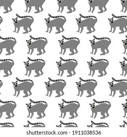 Lemur seamles pattern exotic animals. Vector wild animals on purpe isolated background for prints, stickers, icons for social networks, websites.
Perfect for fabrics, apparel, wallpaper, gift wrapping