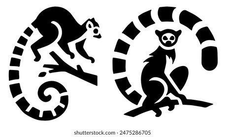 Lemur Silhouette, Perfecto para la vida silvestre y temas de Naturaleza - Ilustración vectorial plana