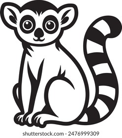 Lemur silhouette vector illustration on white background.