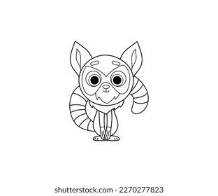 Lemur vector isolated outline icon. Lemur animal vector icon. Lemur icon 