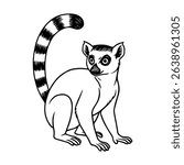  lemur  vector realistic line icon on white background
Vector line icon animal, wildlife