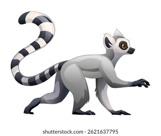 Lemur andando. Ilustração de personagem de desenho animado vetorial