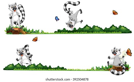 Lemurs on the grass illustration