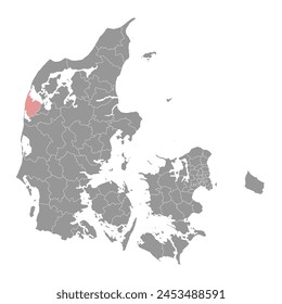 Mapa del municipio de Lemvig, división administrativa de Dinamarca. Ilustración vectorial.