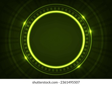 Tecnología digital Len neon geométrica círculo verde fondo abstracto. ilustración vectorial.