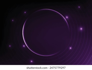 Len digital technology neon purple circle abstract background. vector illustration.