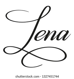 Lena. Calligraphic spelling of name. Elegant calligraphy for invitation and greeting cards. Copperplate style. Isolated black script. Vector