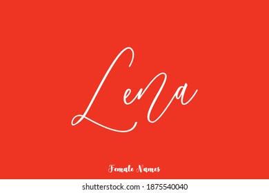 Lena-Nombre Femenino Tíescript Caligrafía Cursiva En Fondo Rojo