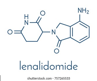 Lenalidomide multiple myeloma drug molecule. Skeletal formula.