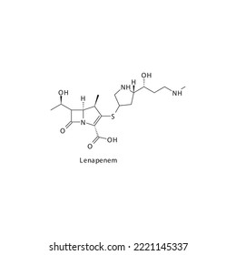 Lenapenem flat skeletal molecular structure Carbapenem drug used in bacterial infection treatment. Vector illustration.