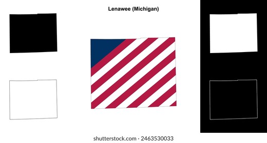 Lenawee County (Michigan) outline map set