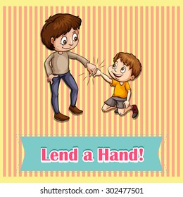 Lend a hand idiom concept illustration