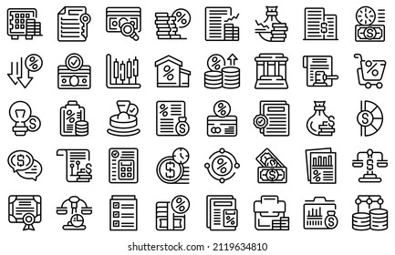 Lender icons set outline vector. Money borrow. Loan promise