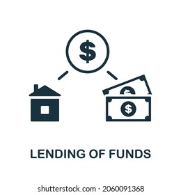 Lending Of Funds Icon. Monochrome Sign From Banking Operations Collection. Creative Lending Of Funds Icon Illustration For Web Design, Infographics And More