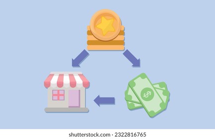 Lending of funds icon vector.on blue background