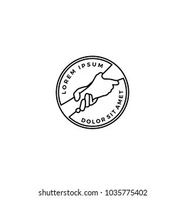 Lending Hand Care Help Round Emblem Badges Logo Vector Outline Line Download