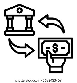 Ilustración vectorial de línea de icono de préstamo