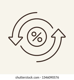 Lending line icon. Percent sign and cyclic arrows. Banking concept. Vector illustration can be used for topics like banker, rebate, interest rate