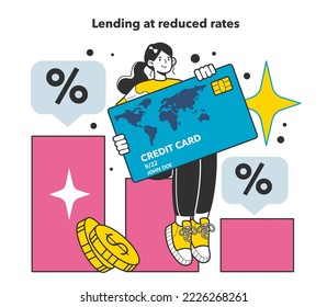 Lending at reduced rates as a financial inflation cause. Growing up prices and value of money recession reason. Economics crisis and business risk. Flat vector illustration