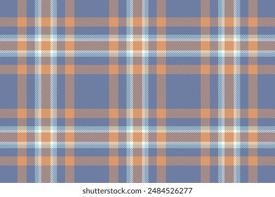 Tejido de fondo de Duración a cuadros, textil victoriano sin costuras. Simplicidad textura Vector patrón de tartán en la paleta de colores azul y naranja.