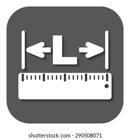 The length icon. Longitude, yardage, lgth symbol. Flat Vector illustration. Button