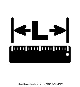 The length icon. Longitude, yardage, lgth symbol. Flat Vector illustration