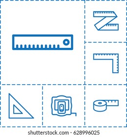 Length icon. set of 6 length outline icons such as measure tape, ruler, measuring tape