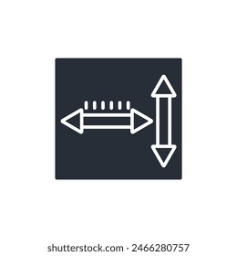 Längensymbol. Vektorgrafik.Editierbares Strich.Lineares Stilzeichen zur Verwendung Webdesign, Logo.Symboldarstellung.