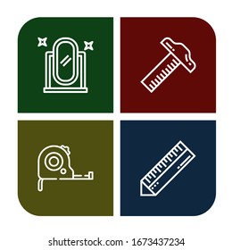 length simple icons set. Contains such icons as Full length mirror, Ruler, Measuring tape, can be used for web, mobile and logo