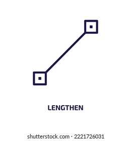 icono de longitud de la colección de geometría. Longitud lineal delgada, delineador ocular, icono de contorno cosmético aislado en fondo blanco. Signo de longitud del vector de línea, símbolo para web y móvil