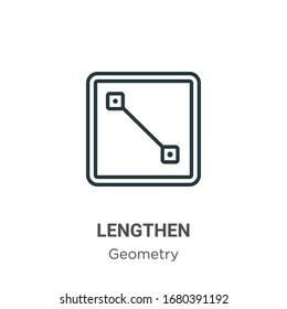 Icono de vector de contorno de ampliación. Icono de longitudes negras de línea delgada, ilustración de elemento simple vectorial plano a partir del concepto de geometría editable trazo aislado en fondo blanco